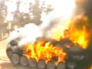 Tanqui yanqui en llamas, luego de efectivo ataque iraquí...